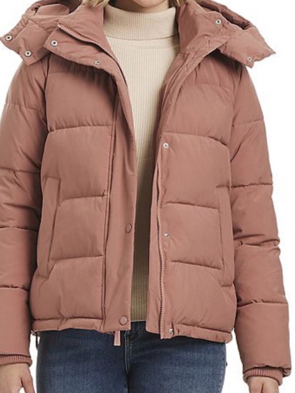 Women's Dusty Rose Hooded Puffer Jacket